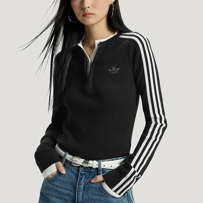Adidas/阿迪达斯正品三叶草女士休闲亲肤修身圆领针织衫KS5333