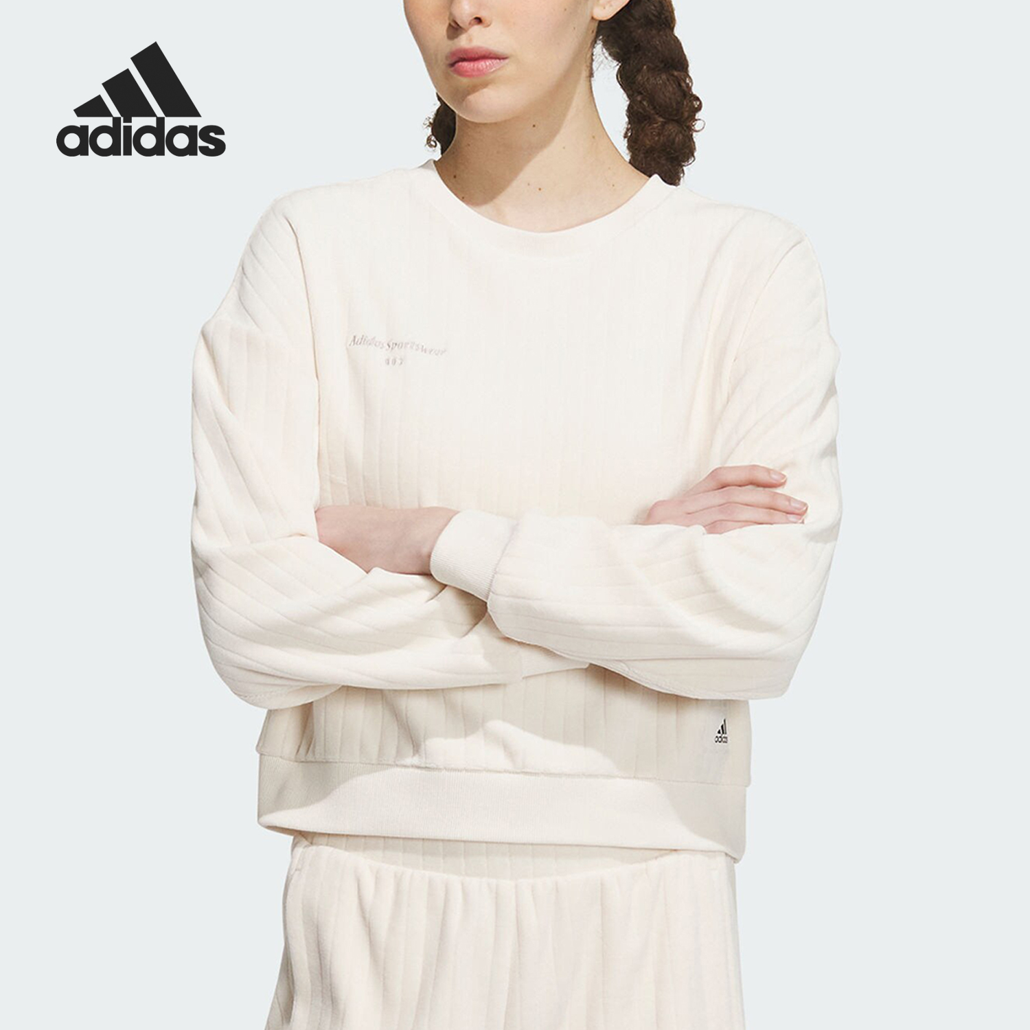 Adidas/阿迪达斯正品新款女子灯芯绒休闲圆领卫衣IP7066