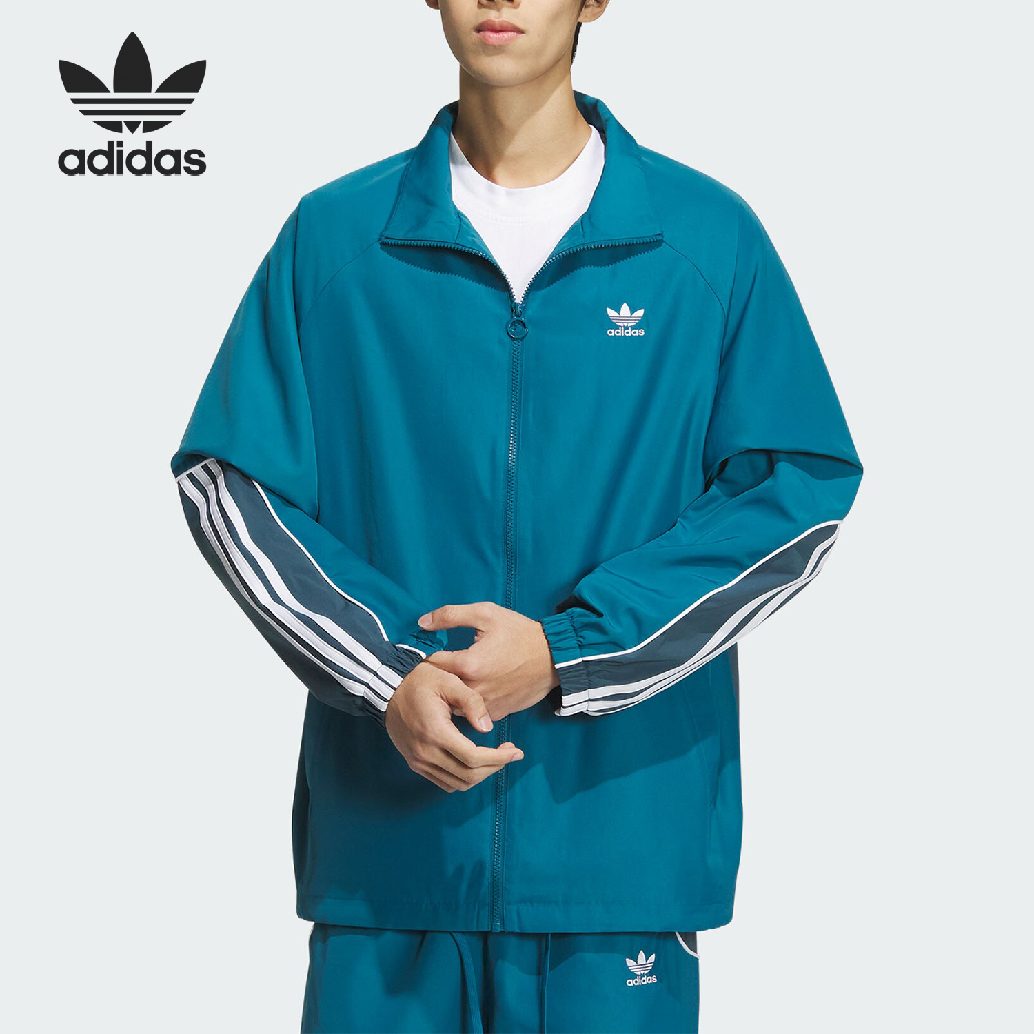 Adidas/阿迪达斯官方正品三叶草男士运动休闲宽松梭织外套JE3492