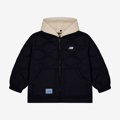 New Balance新百伦正品儿童字母连帽短款休闲羽绒服7PF4E123-BK