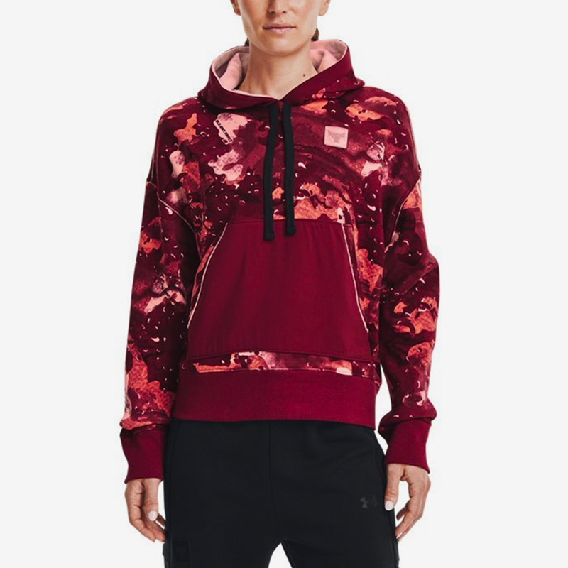 UA/安德玛正品2025新款女子宽松透气连帽卫衣套头衫1370242-626