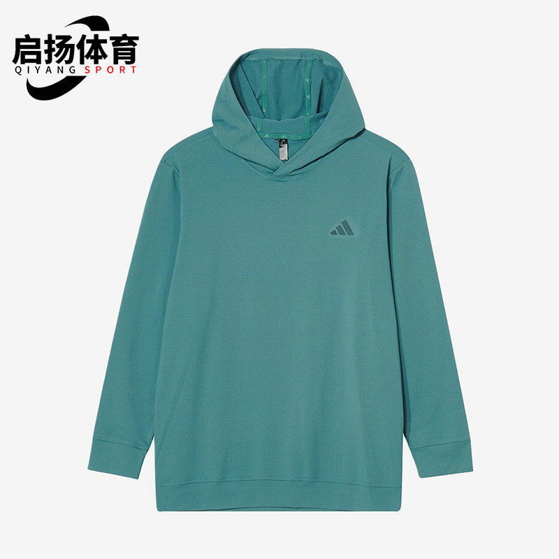 Adidas/阿迪达斯正品新款男绿色高尔夫经典简约连帽卫衣JX4192
