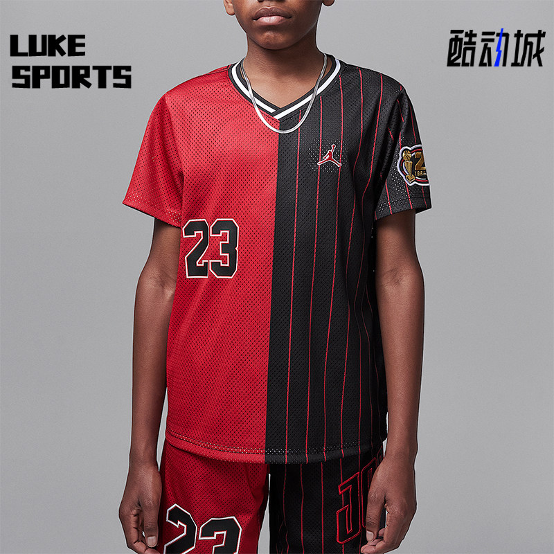 Nike/耐克正品JORDAN大童透气拼接V领比赛经典运动T恤II3094-687