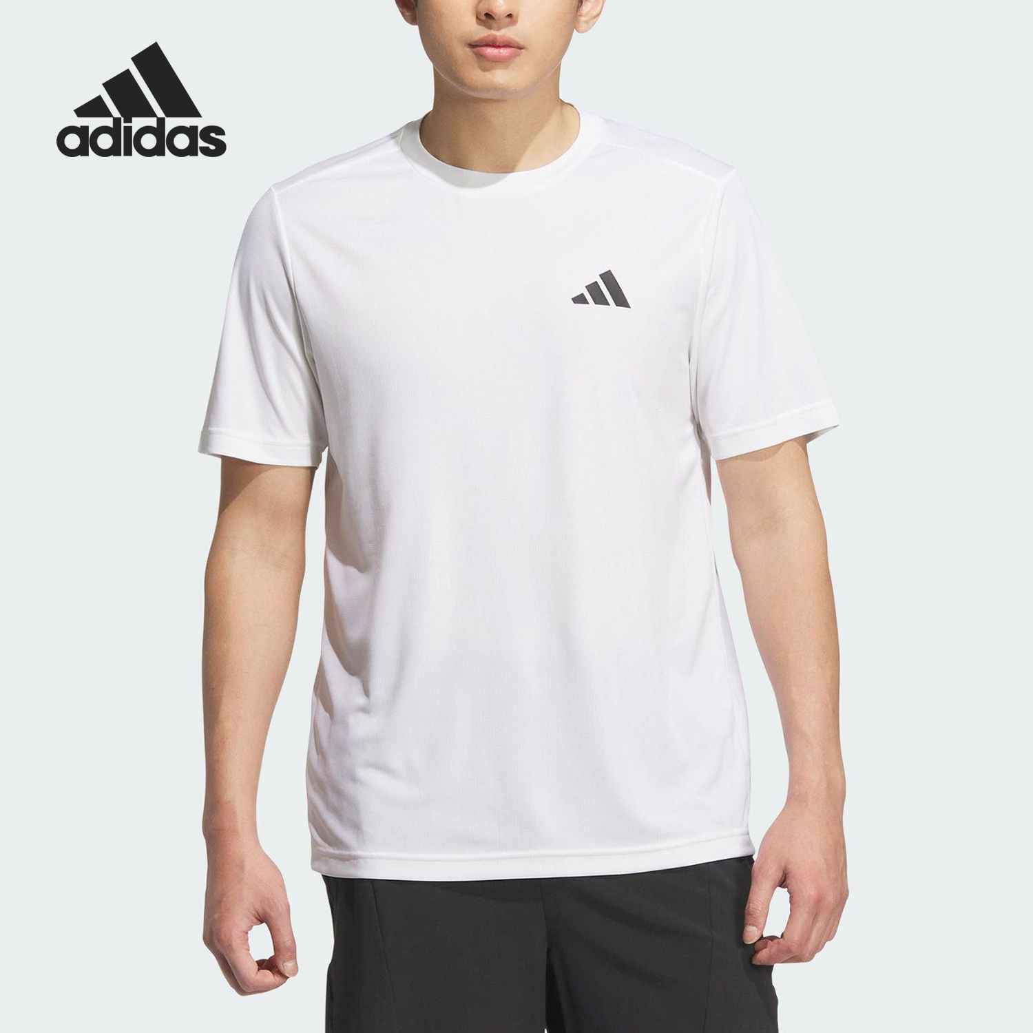 Adidas/阿迪达斯官方正品D2M PLAIN男士健身透气运动短袖KA8339