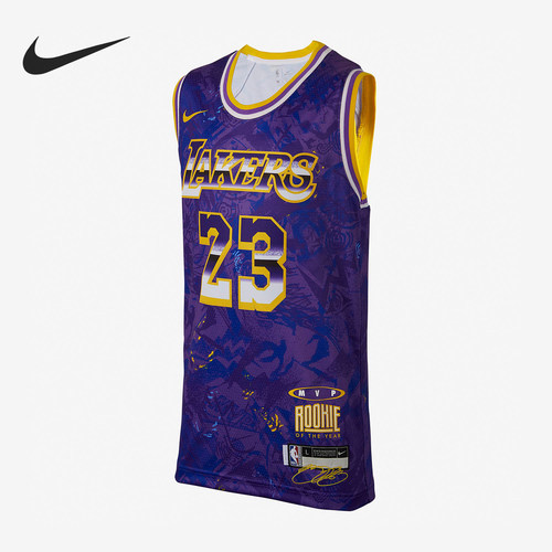 Nike/耐克正品洛杉矶湖人队儿童圆领透气运动球衣DQ3435-504
