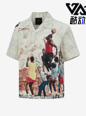 Nike/耐克正品JORDAN男士涂鸦印花翻领经典透气衬衫HF9348-133