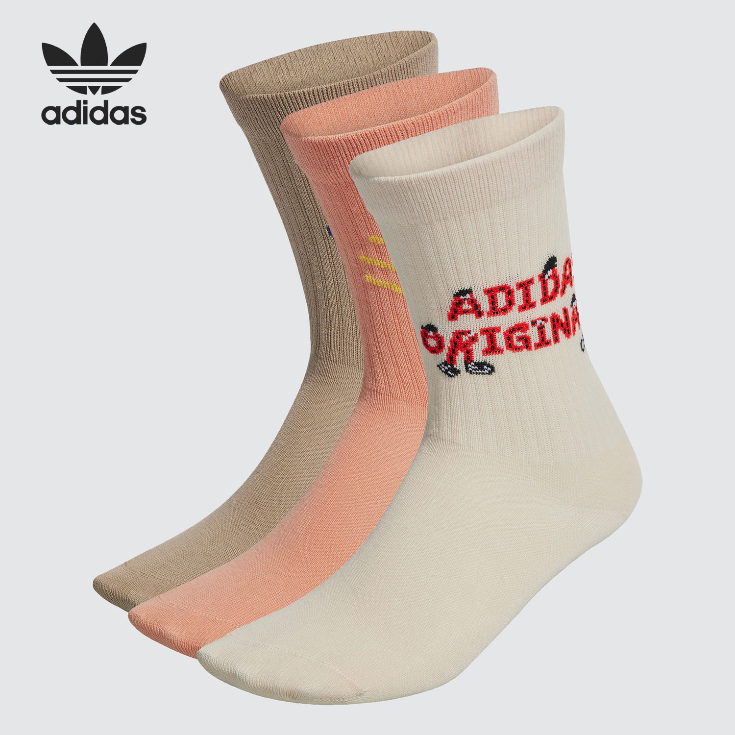 Adidas/阿迪达斯正品三叶草Charr Morita运动袜三双装HZ4236