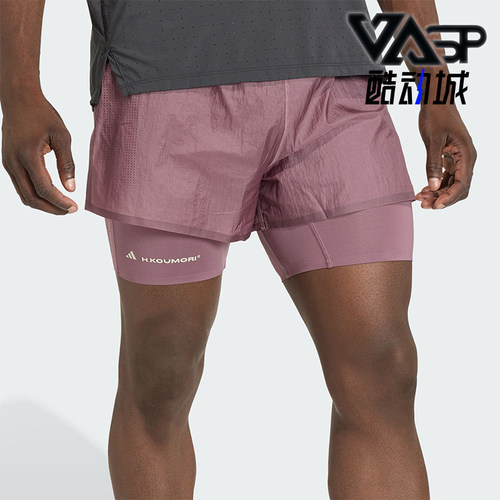 Adidas/阿迪达斯正品夏季男士时尚跑步二合一简约训练短裤KB8431