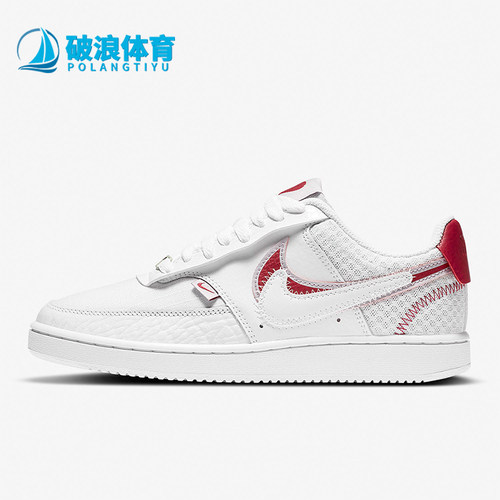 Nike/耐克正品CourtVision1双钩新款女经典白红色板鞋CI7827-100