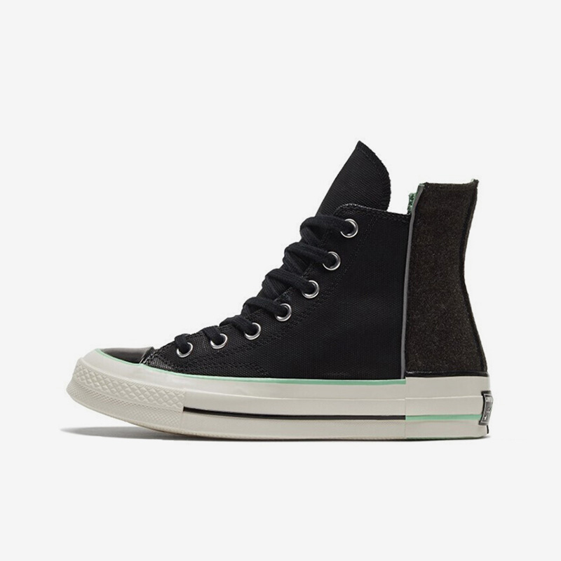 Converse匡威 高帮休闲女款帆布鞋经典黑纯色拼接解构 569435C