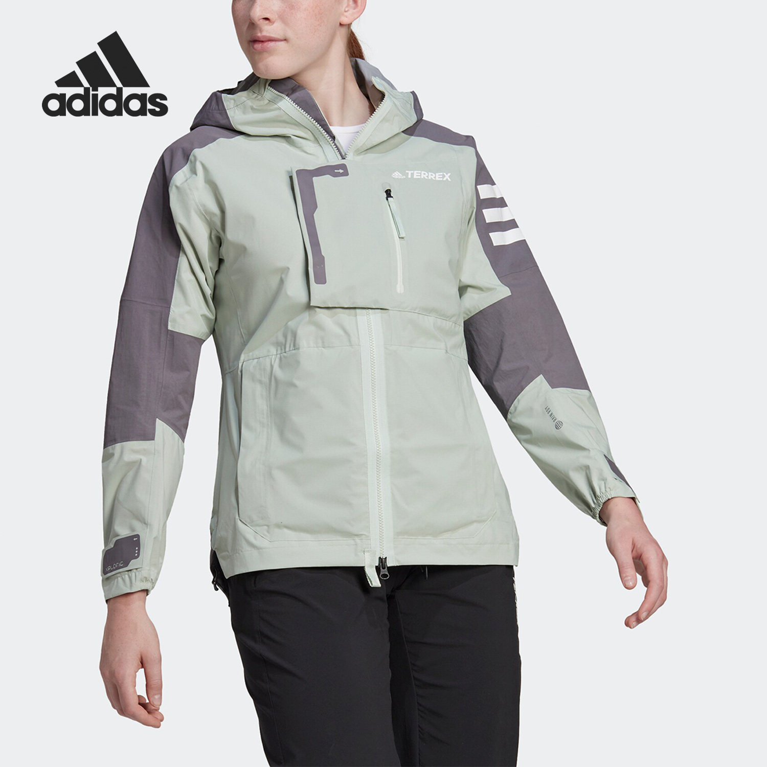 Adidas/阿迪达斯官方正品新款女子户外运动连帽冲锋衣外套HH9273图片