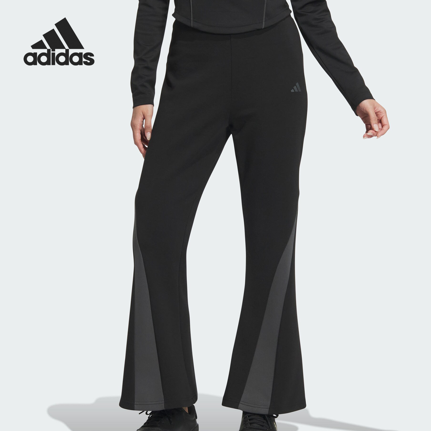 Adidas/阿迪达斯官方正品新款女士运动拼接休闲微喇长裤JJ1130
