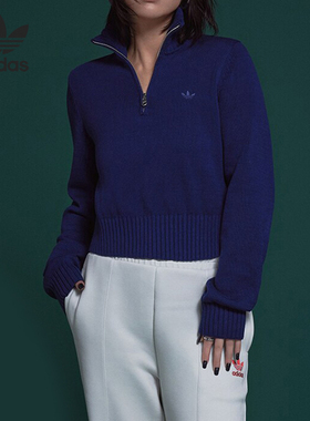 Adidas/阿迪达斯官方正品新款女子针织宽松半拉链套头卫衣IL1945