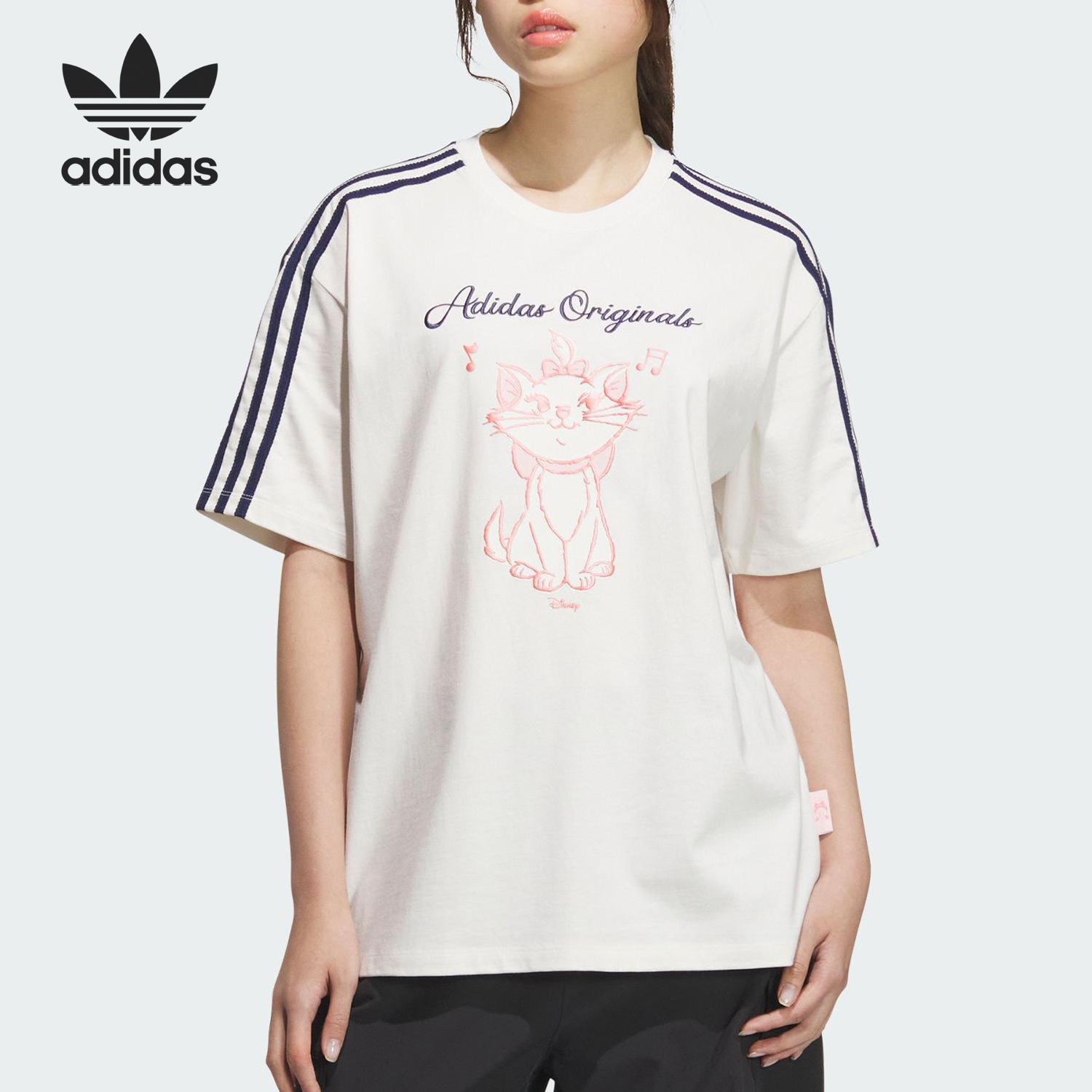 Adidas/阿迪达斯官方正品三叶草女士宽松户外耐穿休闲短袖KC3099