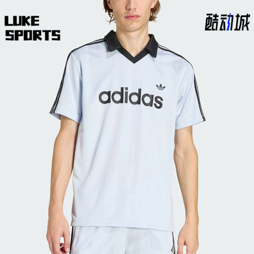 Adidas/阿迪达斯正品三叶草男士运动球衣风休闲V领短袖T恤KE2453