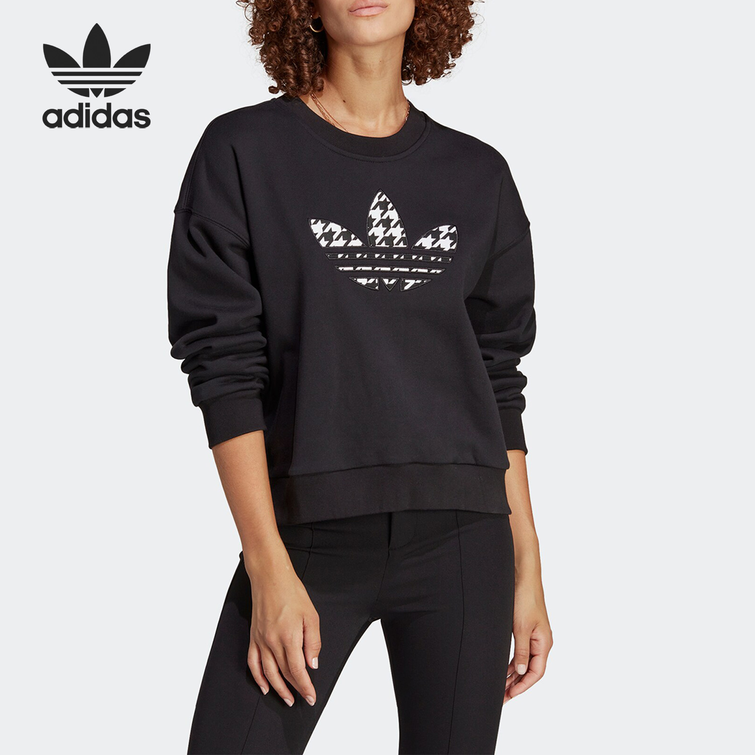 Adidas/阿迪达斯官方正品TREF INFILL SWT女子圆领套头卫衣IC5147
