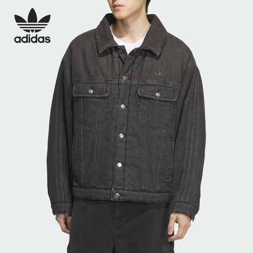 Adidas/阿迪达斯正品三叶草男士牛仔保暖运动宽松棉服JY0201