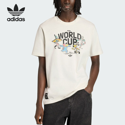 Adidas/阿迪达斯官方正品三叶草男士时尚图案足球短袖T恤KE2038