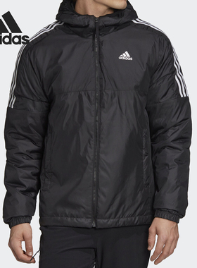 Adidas/阿迪达斯正品冬季男子运动户外连帽休闲保暖棉服GH4601