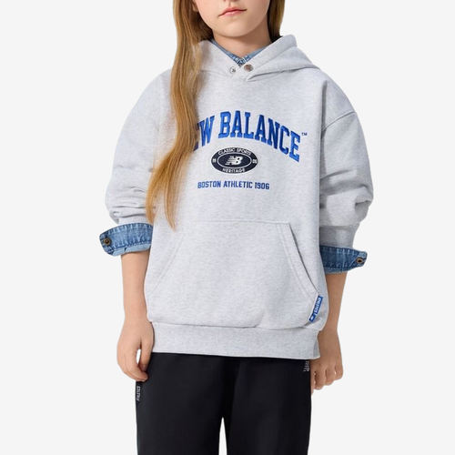 New Balance新百伦正品儿童抗菌连帽套头柔软卫衣7CG1E093-LGR