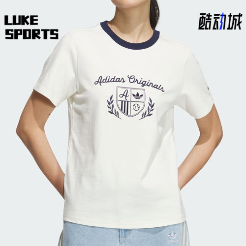 Adidas/阿迪达斯正品三叶草女士经典复古印花运动短袖T恤JM8009