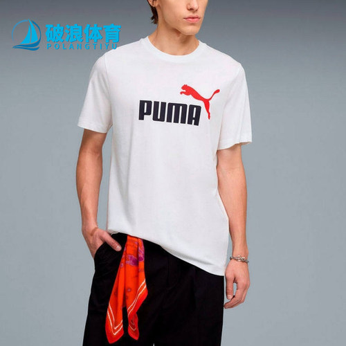 Puma/彪马正品新款男白色跑步训练圆领经典休闲短袖T恤688948-92