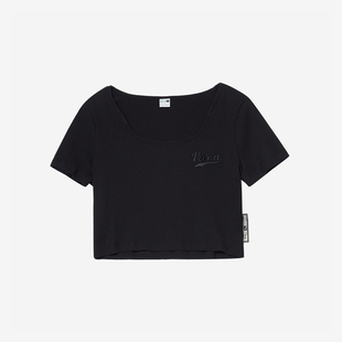 弹力针织衫 女士正肩短款 修身 运动短袖 彪马正品 Puma 休闲透气新款