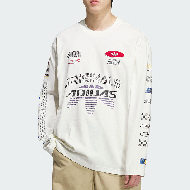 Adidas/阿迪达斯正品三叶草男士透气宽松运动赛车时尚长袖KH1200