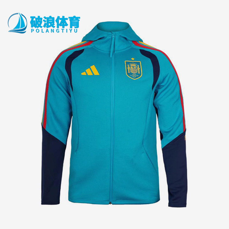 Adidas/阿迪达斯正品新款男蓝藏蓝色足球经典连帽夹克外套KS5202