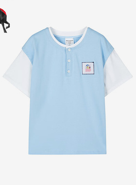 Skechers/斯凯奇正品夏季针织休闲儿童运动假两件短袖T恤L223K052