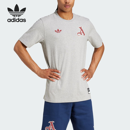 Adidas/阿迪达斯官方正品三叶草男士运动图案透气足球短袖JL6111