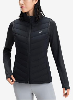 Asics/亚瑟士正品新款女士立领拉链保暖无袖羽绒马甲2032D126-001
