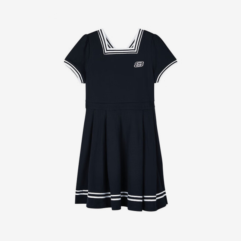 Skechers/斯凯奇正品夏季新款女童休闲时尚透气针织连衣裙