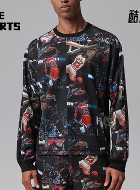 Nike/耐克正品Jordan男士印花针织宽松透气长袖T恤IF1831-010
