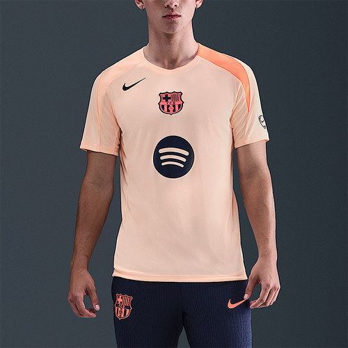 Nike/耐克正品Dri-FIT男士训练拼接圆领运动足球短袖HM3344-808
