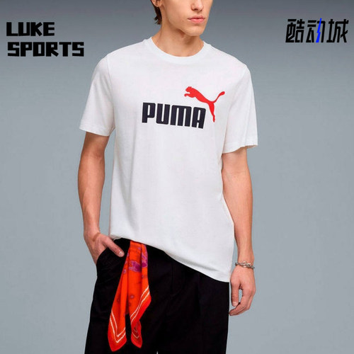 Puma/彪马正品新款男白色跑步训练圆领经典休闲短袖T恤688948-92