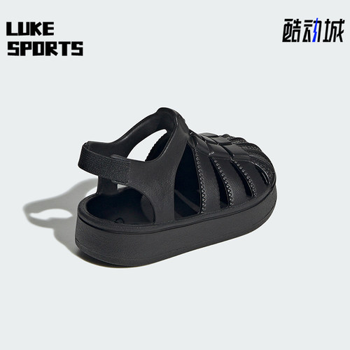 Adidas/阿迪达斯正品Superstar新款婴童黑色柔软凉鞋JS2845