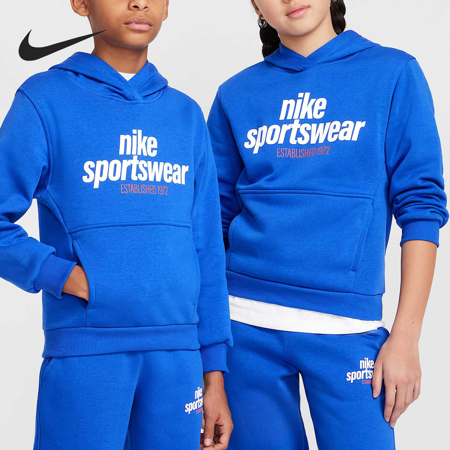 Nike/耐克正品CLUB FLEECE大童加绒连帽卫衣套头衫HM6874-480