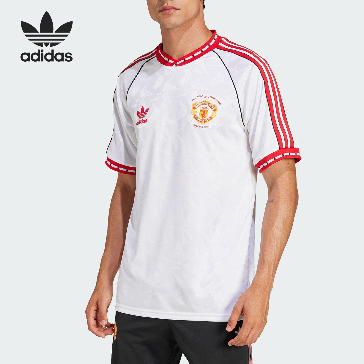 Adidas/阿迪达斯官方正品三叶草男士圆领足球透气训练短袖JF0376