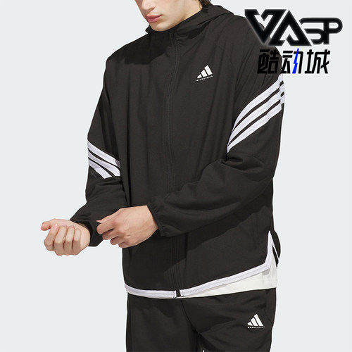Adidas/阿迪达斯正品JACKET 男士休闲连帽篮球梭织运动外套KA9896
