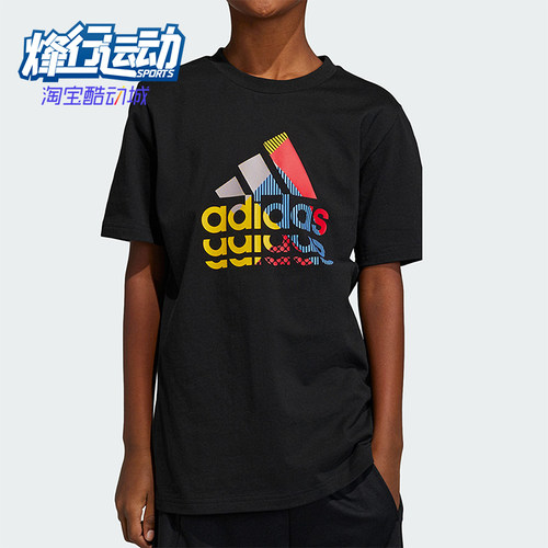 Adidas/阿迪达斯正品夏季儿童图案透气圆领休闲短袖IB9136