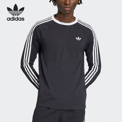 Adidas/阿迪达斯官方正品三叶草新款男黑白色亲肤长袖T恤KE3546