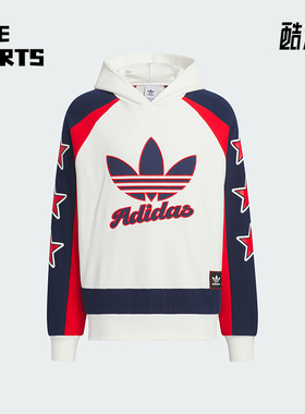 Adidas/阿迪达斯正品三叶草男女时尚时尚拼接连帽卫衣JN0779