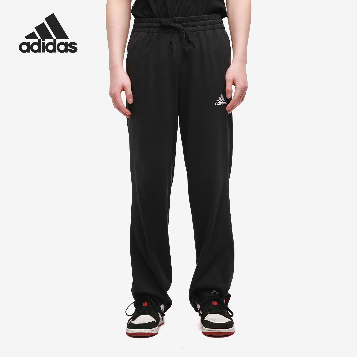 Adidas阿迪达斯正品男宽松直筒针织亚洲休闲运动长裤卫裤GK9017