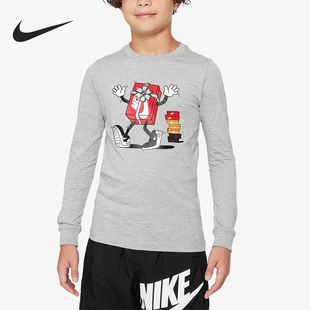 T恤FJ6387 Nike 耐克正品 新款 大童印花休闲宽松针织圆领长袖