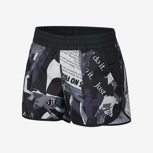 Nike/耐克正品新款女黑灰色合身满印中腰经典休闲短裤AJ6154-010