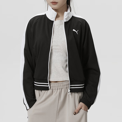 Puma/彪马正品跑步立领拉链夹克女条纹拼接夹克外套638392-01