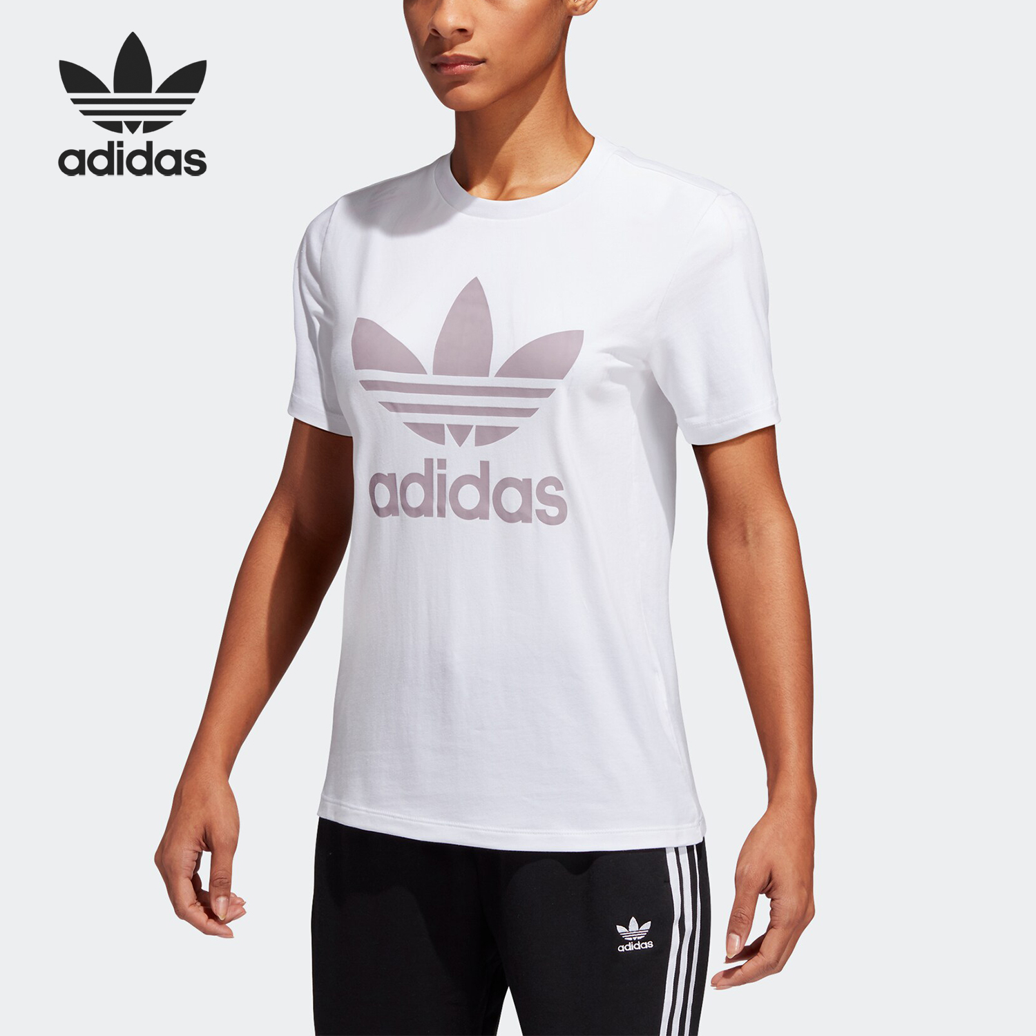 Adidas/阿迪达斯正品三叶草夏季新款女子运动短袖T恤 FJ9454