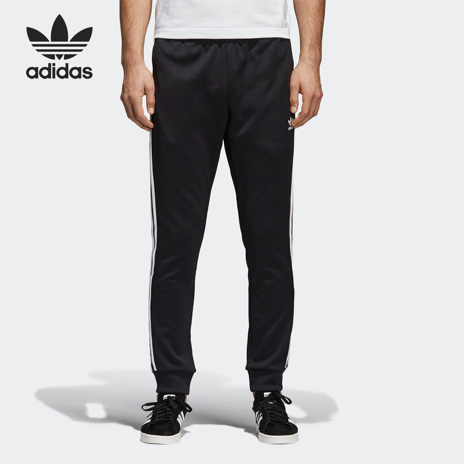 Adidas/阿迪达斯正品3-STRIPES PANTS针织运动收口休闲长裤DH5801