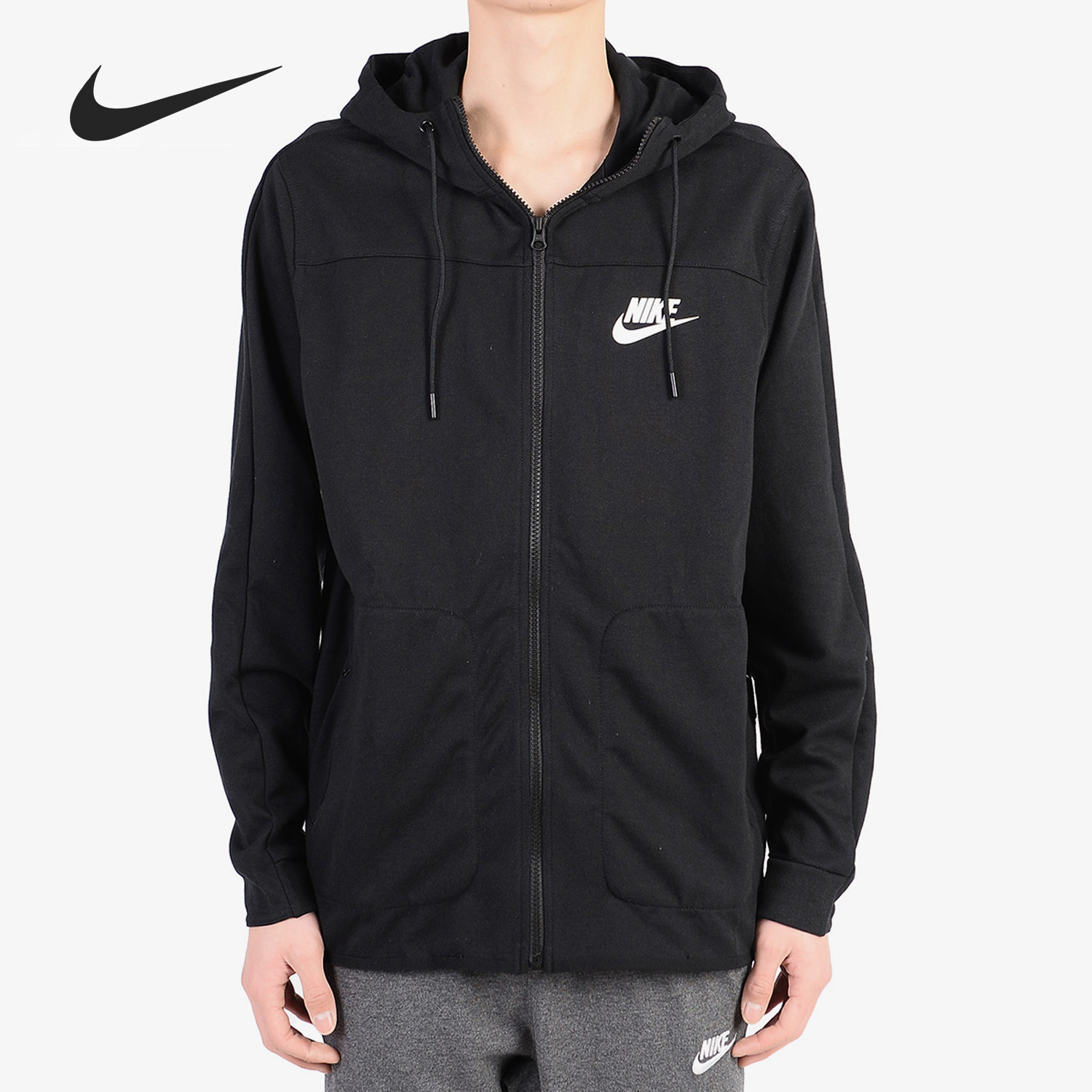 Nike/耐克正品外套男AV15新夏季薄款针织透气连帽运动夹克905246